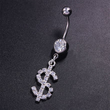Load image into Gallery viewer, Creative Dollar Letter Belly Button Ring Non-porous Body Piercing Jewelry Zircon Fashion Women Body Sexy Accessories