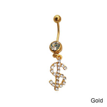 Load image into Gallery viewer, Creative Dollar Letter Belly Button Ring Non-porous Body Piercing Jewelry Zircon Fashion Women Body Sexy Accessories