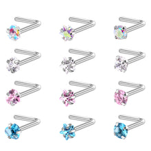 Load image into Gallery viewer, 3pcs/set Stainless Steel Zircon Nose Stud Star Right Angle Titanium Steel Nose Set Piercing Jewelry Women Men Body Accessories