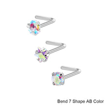 Load image into Gallery viewer, 3pcs/set Stainless Steel Zircon Nose Stud Star Right Angle Titanium Steel Nose Set Piercing Jewelry Women Men Body Accessories