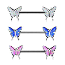 Load image into Gallery viewer, Fashion Sexy Drip Blue Butterfly Nails Nipple Ring Stainless Steel Symmetrical Piercing Jewelry Pectoral Body Accessories