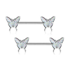 Load image into Gallery viewer, Fashion Sexy Drip Blue Butterfly Nails Nipple Ring Stainless Steel Symmetrical Piercing Jewelry Pectoral Body Accessories