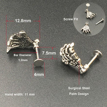 Load image into Gallery viewer, Fashion Skull Hand Bone Stud Earrings Stainless Steel Creative Punk Piercing Jewelry Women Men Cool Body Accessories