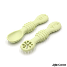 Load image into Gallery viewer, 2pcs/Set Baby Feeding Training Spoons Utensils Set Toddler Leaning Eating Tableware Baby Silicone Teether Toys Feeding Scoop Training