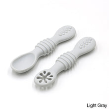 Load image into Gallery viewer, 2pcs/Set Baby Feeding Training Spoons Utensils Set Toddler Leaning Eating Tableware Baby Silicone Teether Toys Feeding Scoop Training