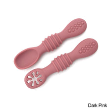 Load image into Gallery viewer, 2pcs/Set Baby Feeding Training Spoons Utensils Set Toddler Leaning Eating Tableware Baby Silicone Teether Toys Feeding Scoop Training