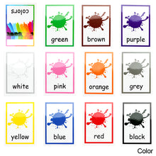 Load image into Gallery viewer, 12pcs Kids English Learning Words Flashcards Educational Cards Color Animal Cognition Picture Memorise Cards