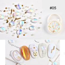 Load image into Gallery viewer, 1 Set Nail Art Shell Stone Jewelry Crystal Stone Pearl Ball Mix Nail Jewelry Resin Nail Accessories Nail Art Decoration