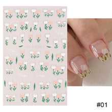 Load image into Gallery viewer, Nail Art Stickers Tulip Nail Art Stickers Blue Tulip Gold Plated Nail Stickers Nail Art Decoration Manicure Accessories