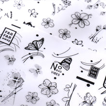 Load image into Gallery viewer, Nail Stickers Black Line Willow Leaf Butterfly Floral Leaf Nail Stickers Nail Art Decoration Manicure Accessories