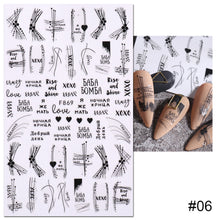 Load image into Gallery viewer, Nail Stickers Black Line Willow Leaf Butterfly Floral Leaf Nail Stickers Nail Art Decoration Manicure Accessories