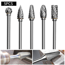 Load image into Gallery viewer, 5Pcs 1/4 Inch 6mm Head Tungsten Carbide Rotary Point Burr Milling Cutters Die Grinder Shank Set For The Mill