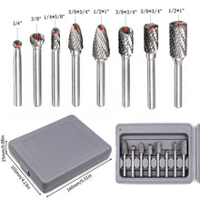 Load image into Gallery viewer, 8Pcs/Set Of 6mm To 12mm Carbide Burr Drill Bits For Cnc Engraving 1/4" Rotary Cutter Lime W/ Box