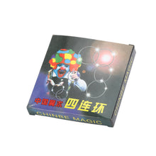 Load image into Gallery viewer, 4Pcs/Set Magic Toy Metal Rings Classic Linking Iron Hoops Fun Magic Tricks Playing Props Toys Tools Magic Props
