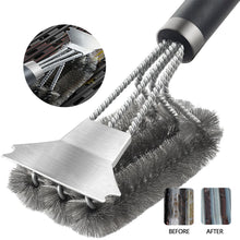 Load image into Gallery viewer, BBQ Grill Barbecue Kit Cleaning Brush Stainless Steel Cooking Tools Kitchen Accessories Wire Bristles Triangle Cleaning Brushes