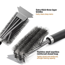 Load image into Gallery viewer, BBQ Grill Barbecue Kit Cleaning Brush Stainless Steel Cooking Tools Kitchen Accessories Wire Bristles Triangle Cleaning Brushes