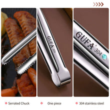 Load image into Gallery viewer, Stainless Steel Grill Tongs Cooking Utensils For BBQ Baking Silver Finger Chuck Bakery Clamp Pastry Tong Kitchen Camping Supplies