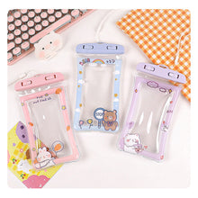 Load image into Gallery viewer, Cute Cartoon Mobile Phone Waterproof Bag Airbag Floating Touch Screen Protective Cover Drifting Swimming Mobile Phone Bag