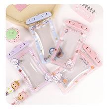 Load image into Gallery viewer, Cute Cartoon Mobile Phone Waterproof Bag Airbag Floating Touch Screen Protective Cover Drifting Swimming Mobile Phone Bag