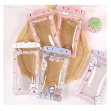 Load image into Gallery viewer, Cute Cartoon Mobile Phone Waterproof Bag Airbag Floating Touch Screen Protective Cover Drifting Swimming Mobile Phone Bag