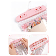 Load image into Gallery viewer, Cute Cartoon Mobile Phone Waterproof Bag Airbag Floating Touch Screen Protective Cover Drifting Swimming Mobile Phone Bag