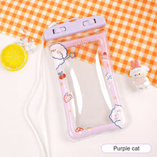 Load image into Gallery viewer, Cute Cartoon Mobile Phone Waterproof Bag Airbag Floating Touch Screen Protective Cover Drifting Swimming Mobile Phone Bag
