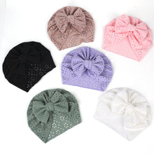Load image into Gallery viewer, Newborn Baby Hat Elastic Baby Bow Knotted Hats Soft Cotton Infant Headbands Knotn Headscarf Hat Baby Kids Headwear