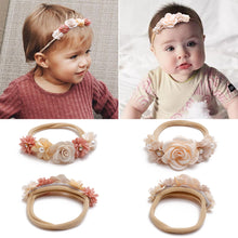 Load image into Gallery viewer, Baby Flower Headband Infant Girl Cute Hairband Kids Children Elastic Ribbon Hair Accessories Princess Floral Wedding Party Headwear