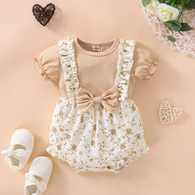 Load image into Gallery viewer, Summer Newborn Floral Fake Two-piece Romper Cotton Infant Bodysuit Short Sleeve Romper Toddler Baby Clothes