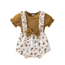 Load image into Gallery viewer, Summer Newborn Floral Fake Two-piece Romper Cotton Infant Bodysuit Short Sleeve Romper Toddler Baby Clothes