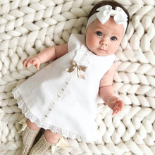 Load image into Gallery viewer, 1Set Summer Newborn Baby Bow Dress Headband Suit Infant Bodysuit Sleeveless Princess Dress Skirt Plain Bowknot Toddler Baby Clothes