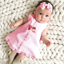 Load image into Gallery viewer, 1Set Summer Newborn Baby Bow Dress Headband Suit Infant Bodysuit Sleeveless Princess Dress Skirt Plain Bowknot Toddler Baby Clothes