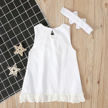 Load image into Gallery viewer, 1Set Summer Newborn Baby Bow Dress Headband Suit Infant Bodysuit Sleeveless Princess Dress Skirt Plain Bowknot Toddler Baby Clothes