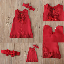 Load image into Gallery viewer, 1Set Summer Newborn Baby Bow Dress Headband Suit Infant Bodysuit Sleeveless Princess Dress Skirt Plain Bowknot Toddler Baby Clothes