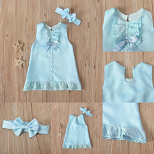 Load image into Gallery viewer, 1Set Summer Newborn Baby Bow Dress Headband Suit Infant Bodysuit Sleeveless Princess Dress Skirt Plain Bowknot Toddler Baby Clothes