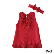 Load image into Gallery viewer, 1Set Summer Newborn Baby Bow Dress Headband Suit Infant Bodysuit Sleeveless Princess Dress Skirt Plain Bowknot Toddler Baby Clothes