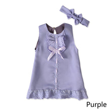 Load image into Gallery viewer, 1Set Summer Newborn Baby Bow Dress Headband Suit Infant Bodysuit Sleeveless Princess Dress Skirt Plain Bowknot Toddler Baby Clothes
