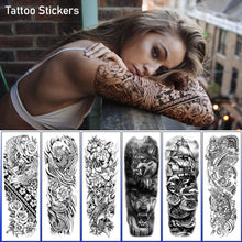 Load image into Gallery viewer, Black Forest Tattoo Sticker for Men Women Children Lion Wolf Death Skull Temporary Tattoo Fake Henna Skeleton King Animal Tatoo