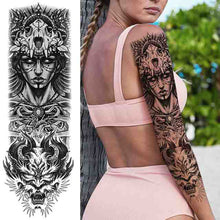 Load image into Gallery viewer, Black Forest Tattoo Sticker for Men Women Children Lion Wolf Death Skull Temporary Tattoo Fake Henna Skeleton King Animal Tatoo