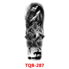 Load image into Gallery viewer, Black Forest Tattoo Sticker for Men Women Children Lion Wolf Death Skull Temporary Tattoo Fake Henna Skeleton King Animal Tatoo