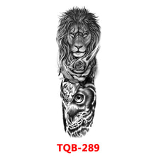 Load image into Gallery viewer, Black Forest Tattoo Sticker for Men Women Children Lion Wolf Death Skull Temporary Tattoo Fake Henna Skeleton King Animal Tatoo