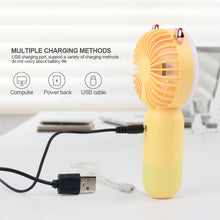 Load image into Gallery viewer, Handheld Mini Fan USB Rechargeable Cooling Fans Cute Portable Night Light Summer Small Pocket Fan Cartoon Mute Fans for Dormitory Home Student Outdoor Travel