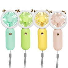Load image into Gallery viewer, Handheld Mini Fan USB Rechargeable Cooling Fans Cute Portable Night Light Summer Small Pocket Fan Cartoon Mute Fans for Dormitory Home Student Outdoor Travel