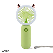 Load image into Gallery viewer, Handheld Mini Fan USB Rechargeable Cooling Fans Cute Portable Night Light Summer Small Pocket Fan Cartoon Mute Fans for Dormitory Home Student Outdoor Travel