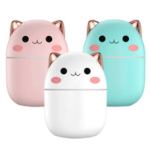 Load image into Gallery viewer, Portable 250ml Kawaii Air Humidifier Cute Aroma Oil Diffuser with Night Light USB Chargeable Cool Mist Sprayer Plants Purifier Humificador for Bedroom Home Car