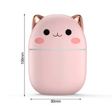 Load image into Gallery viewer, Portable 250ml Kawaii Air Humidifier Cute Aroma Oil Diffuser with Night Light USB Chargeable Cool Mist Sprayer Plants Purifier Humificador for Bedroom Home Car