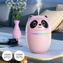 Load image into Gallery viewer, Portable 220ml Kawaii Air Humidifier Cute Panda Aroma Oil Diffuser with Night Light USB Chargeable Cool Mist Sprayer Plants Purifier Humificador for Bedroom Home Car