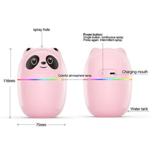 Load image into Gallery viewer, Portable 220ml Kawaii Air Humidifier Cute Panda Aroma Oil Diffuser with Night Light USB Chargeable Cool Mist Sprayer Plants Purifier Humificador for Bedroom Home Car