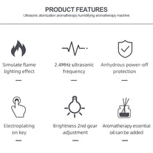 Load image into Gallery viewer, Aroma Oil Diffuser 180ml Air Humidifier Aromatherapy Diffusers Ultrasonic Fragrance Difusor Cool Mist Maker LED Essential Oil Simulation Flame Lamp for Bedroom Home