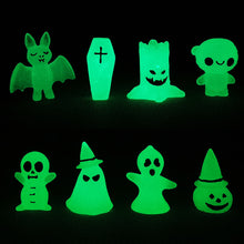 Load image into Gallery viewer, 4pcs/set Luminous Miniatures Tree Elf Mini Figure Glow in Dark Halloween Glowing Spooky Pumpkin Skeleton Ghost Micro Landscape Cute Resin Decoration Toys Gift for Children